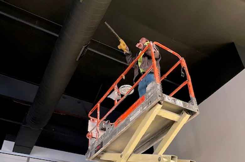 Industrial Cleaning on Scissor Lift